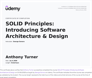 SOLID (Single Responsibility, Open/Closed, Liskov Substitution, Interface Segregation, Dependency Inversion Principles)